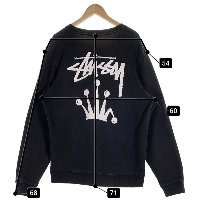 STUSSY ステューシー ロゴ 王冠 バックプリント クルーネックスウェット ブラック Z3000SAS19 Size L 福生店