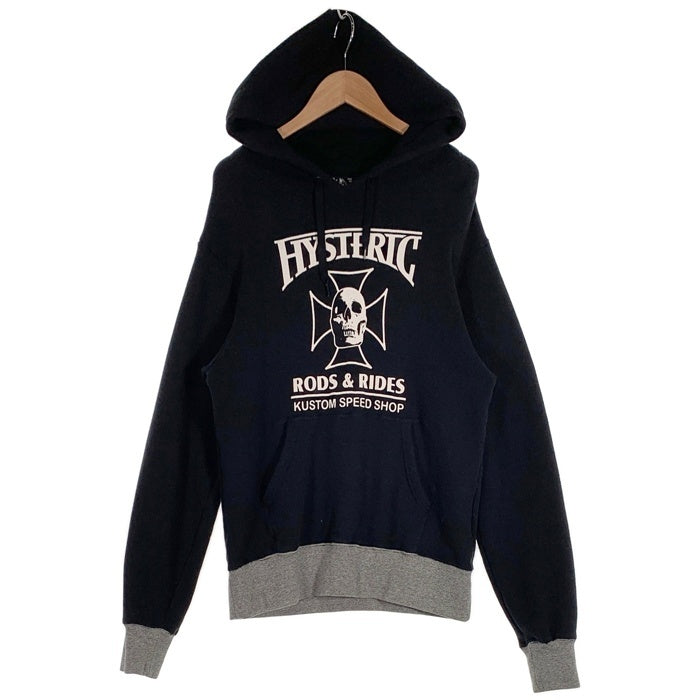HYSTERIC GLAMOUR ヒステリックグラマー HYS RODS&RIDES プリント プルオーバースウェットパーカー ブラック グレー 02211CF03 Size M 福生店