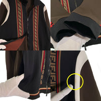 FENDI フェンディ 19SS Color-block Bomber Jacket ズッカ柄 ラインコットン ジップアップ トラック ジャケット ブラック ブラウン FY0960 A6ZY イタリア製 Size XL 福生店