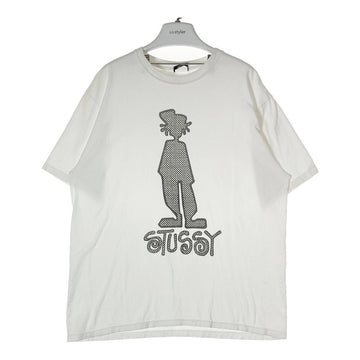 STUSSY ステューシー シャドーマン 千鳥柄 ビッグプリント Tシャツ ホワイト sizeL 瑞穂店