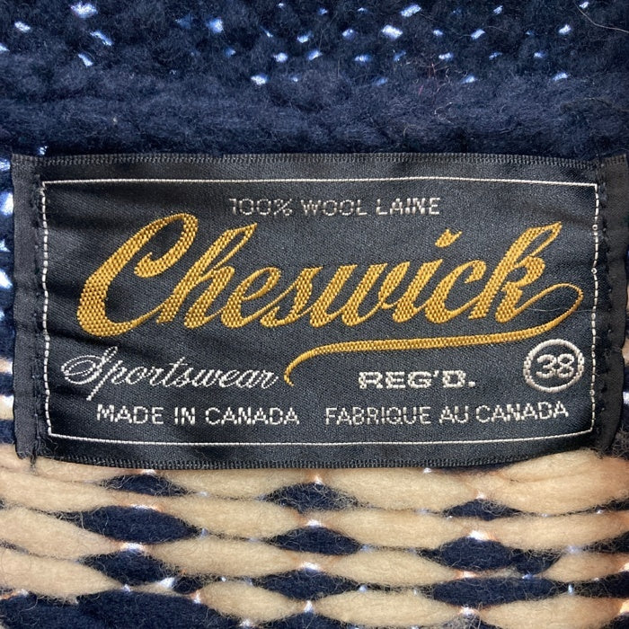 Cheswick チェスウィック スカル カウチンセーター ネイビー size38※右袖口ホツレあり 瑞穂店