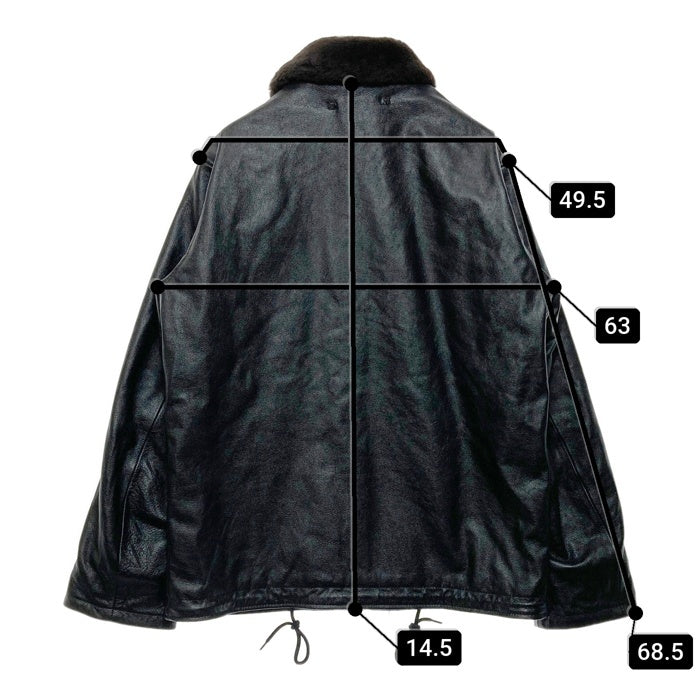HOUSTON ヒューストン 8177 COW LEATHER N-1 DECK JACKET カウレザー デッキジャケット ブラック Size 44R 瑞穂店