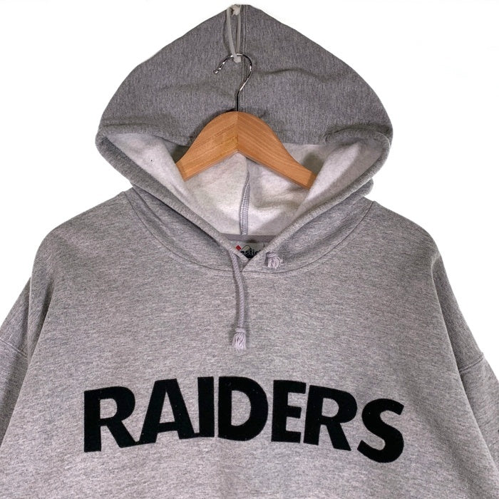 90's majestic マジェスティック RAIDERS レイダース NFL プルオーバー フーディー パーカー グレー カナダ製 Size XL 福生店