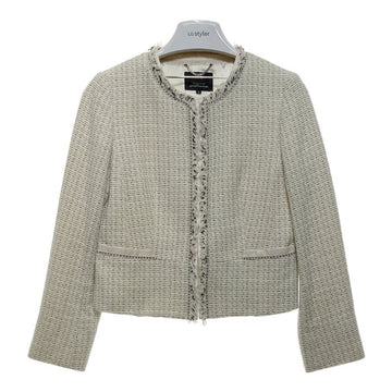 23区 ニジュウサンク ラメツイード ノーカラー ジャケット ホワイト size40 瑞穂店