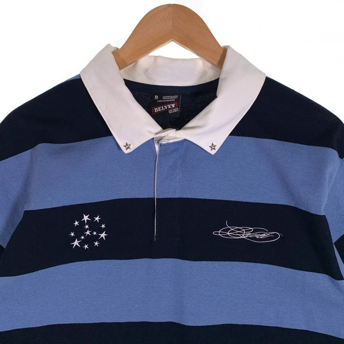 BELVET ベルベッド Heavy Border Polo ヘビーボーダーポロ 半袖 ポロシャツ ブルー ブラック BE130 Size XL 福生店