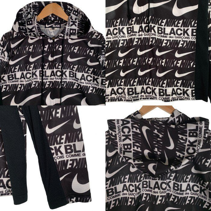 BLACK COMME des GARCONS ブラックコムデギャルソン 19AW NIKE ナイキ LOGO ZIP PARKA ロゴジップパーカー ブラック ホワイト 総柄 1D-T107 AD2019 Size XL 福生店