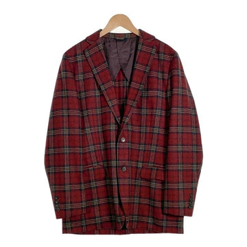 Brooks Brothers ブルックスブラザーズ ウール チェック柄 2B テーラードジャケット レッド ネーム刺繡 Size 42R 福生店