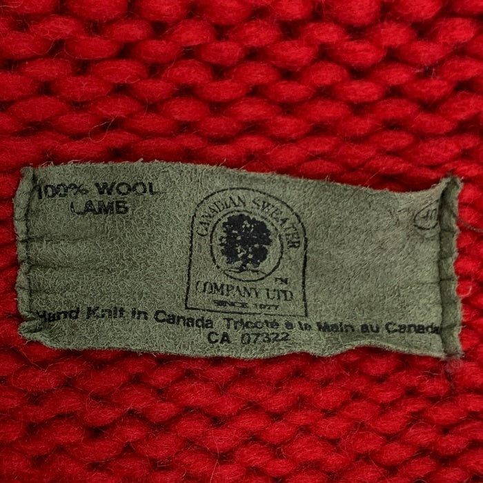 CANADIAN SWEATER カナディアンセーター ボクシング柄 ジップアップ カウチンセーター レッド Size 40 福生店