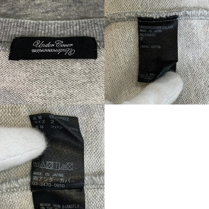 UNDERCOVER アンダーカバー 17SS MAD STORE プリント スウェットトレーナー 半袖 グレー 切りっぱなし UCS9802 Size 2 福生店