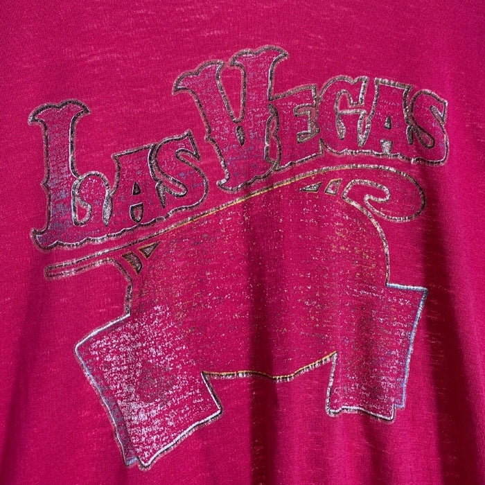 80's Las Vegas ラスベガス プリントTシャツ ピンク SCREEN STARS Size XL 福生店