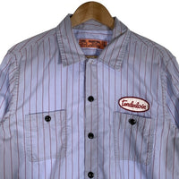 TENDERLOIN テンダーロイン オーバルワッペン ストライプワークシャツ 長袖 ライトブルー Size S 福生店