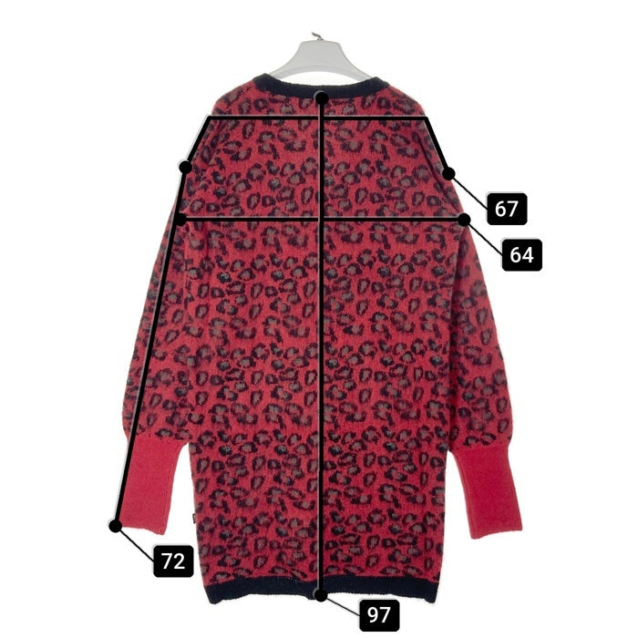 glamb グラム レオパード ロングニットカーディガン レッド GB16AT/KNT09 Size 3 瑞穂店