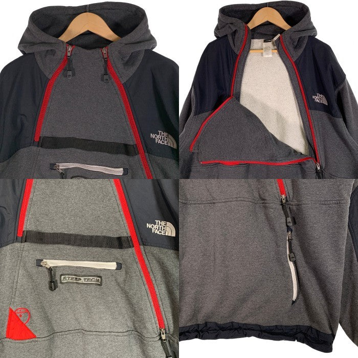 00's THE NORTH FACE ノースフェイス STEEP TECH スティーブテック スウェット ナイロン切替 プルオーバーマウンテンパーカー ジャケット チャコールグレー F05 Size XXXL 福生店