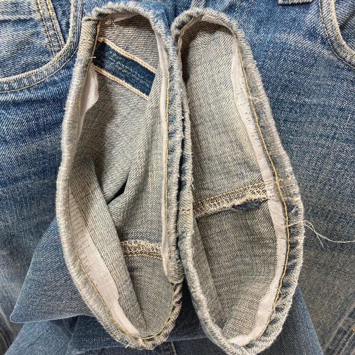 DENIME ドゥニーム 推定旧ドゥニーム コインポケット耳付き Vステッチ 月桂樹ボタン セルビッジ デニムパンツ ライトインディゴ size- 瑞穂店