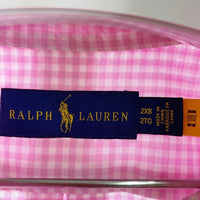 RALPH LAUREN ラルフローレン コットン ボタンダウン ギンガムチェックシャツ ピンク 半袖 Size 2XB 瑞穂店