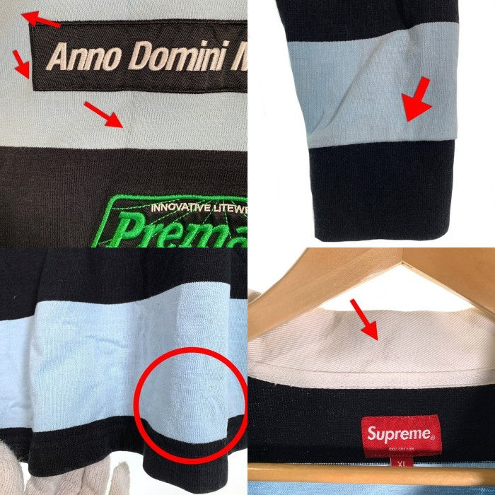 SUPREME シュプリーム 22SS Stripe Rugby ストライプラグビー ラガーシャツ ブルー ブラック Size XL 福生店