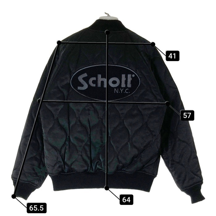 Schott ショット ONIONQUILTED JACKET OVAL CHENILLE LOGO ブラック sizeM※リブ毛玉あり 瑞穂店