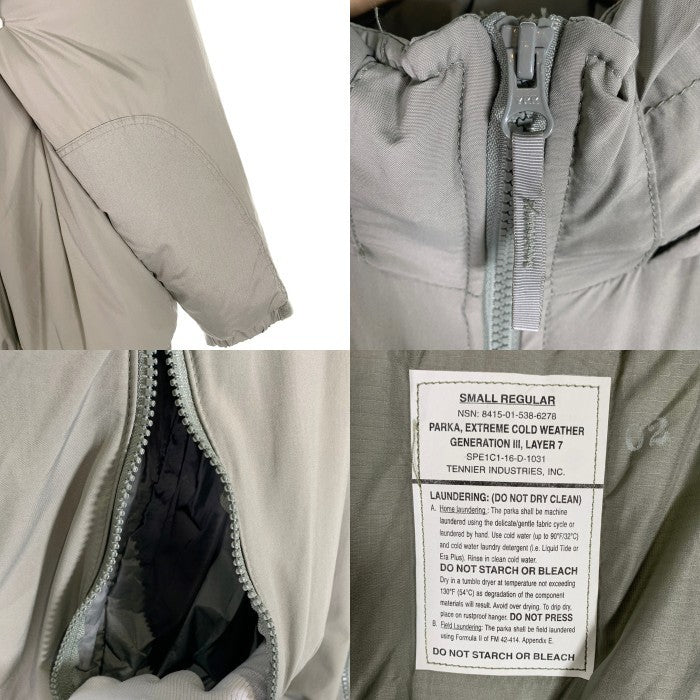 TENNIER INDUSTRIES US ECWCS GEN3 LEVEL7 JACKET 中綿 ミリタリージャケット グレー 8415-01-538-6278 16年製 Size S-R 福生店