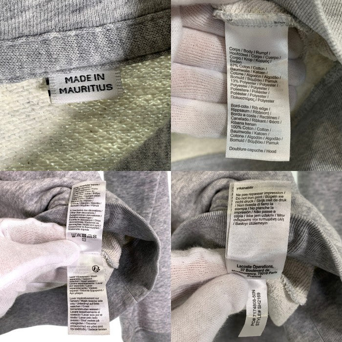 LACOSTE ラコステ ビッグロゴ プルオーバーパーカー フーディー フロッキープリント グレー SH2169 Size US L 福生店