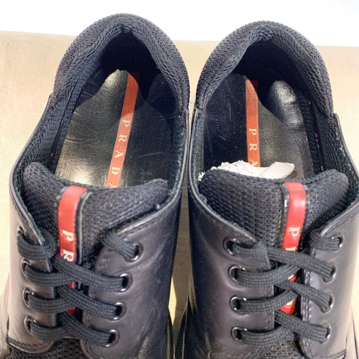 PRADA SPORT プラダスポーツ 4アイレット レザー メッシュ シューズ ブラック ビブラムソール 3 913 Size 8 (27cm) 福生店