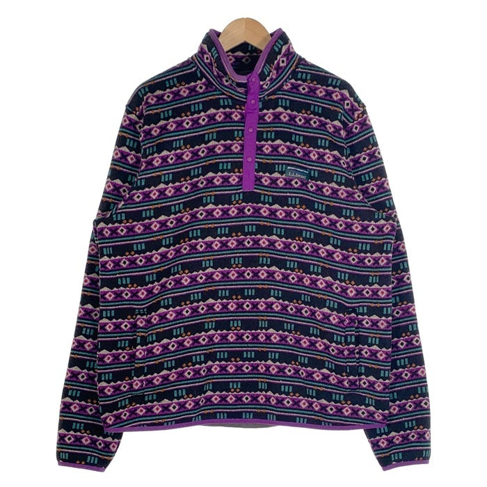 L.L.Bean エルエルビーン Sweater Fleece Pullover セーターフリースプルオーバー ジャケット ニット スナップ ブラック パープル Size XL-R 福生店