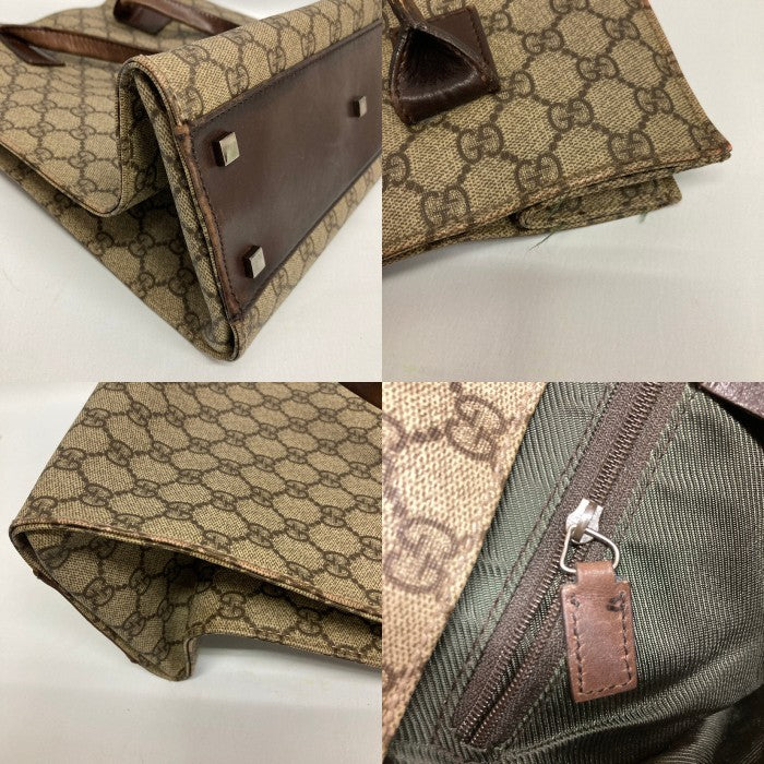 GUCCI グッチ 91249 GG柄 PVC×レザー トートバッグ ハンドバッグ ブラウン系 瑞穂店