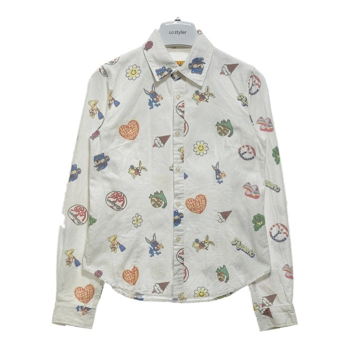 HYSTERIC GLAMOUR ヒステリックグラマー FANCY EMBLEM 総柄プリントシャツ ホワイト 01223AH04 Size S 瑞穂店