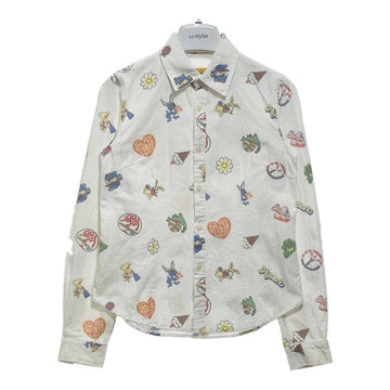 HYSTERIC GLAMOUR ヒステリックグラマー FANCY EMBLEM 総柄プリントシャツ ホワイト 01223AH04 Size S 瑞穂店