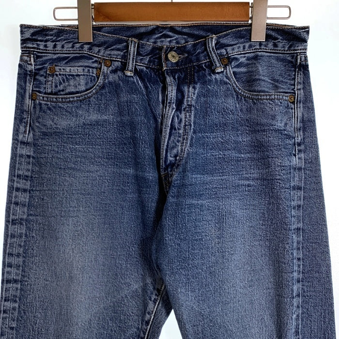 DENIME ドゥニーム 紙パッチ テーパードデニムパンツ USED加工 インディゴ オリゾンティ ボタンフライ Size 34×31 福生店