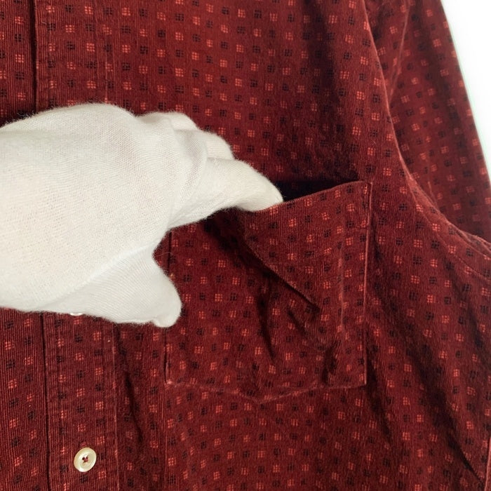 CHAPS RALPH LAUREN チャップス ラルフローレン ボタンダウン コーデュロイシャツ 総柄 ボルドー Size M 福生店