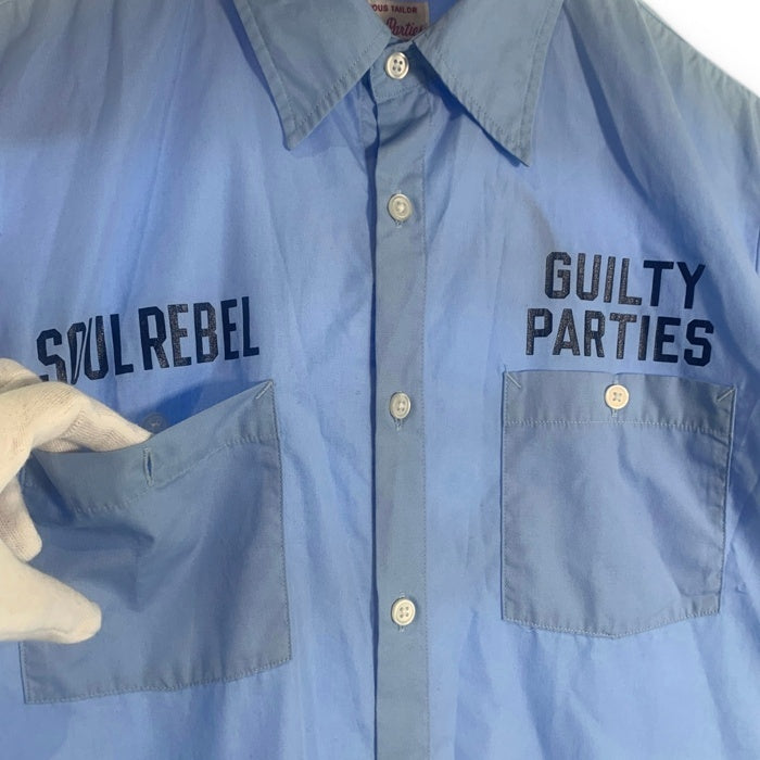 WACKOMARIA ワコマリア WORK SHIRT GP SOUL REBEL 半袖 ワークシャツ チェーンステッチ ライトブルー Size L 福生店