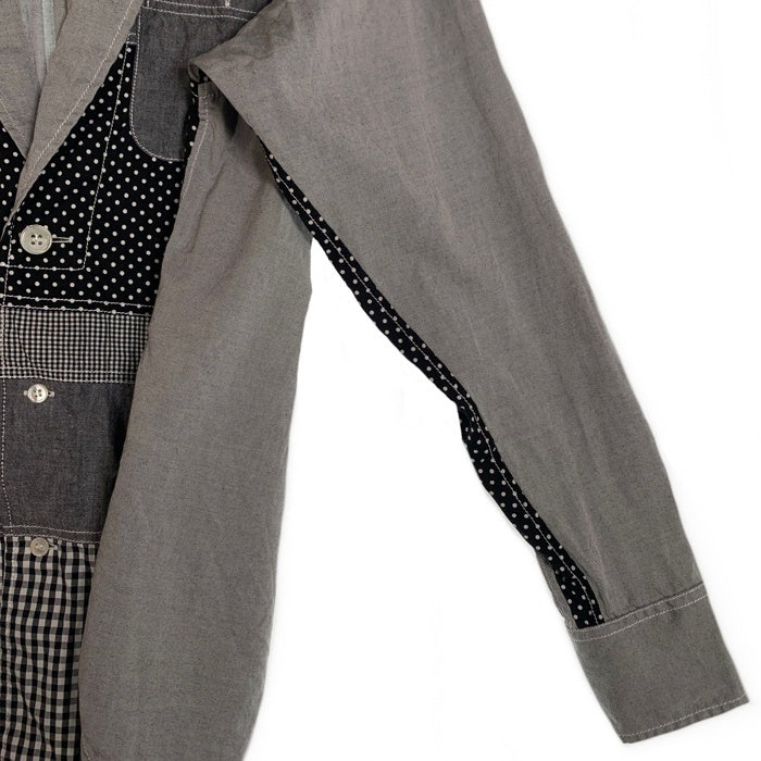 GANRYU ガンリュウ 14SS 3B テーラード シャツジャケット チェック ドット シャンブレー グレー EM-B005 AD2013 Size S 福生店