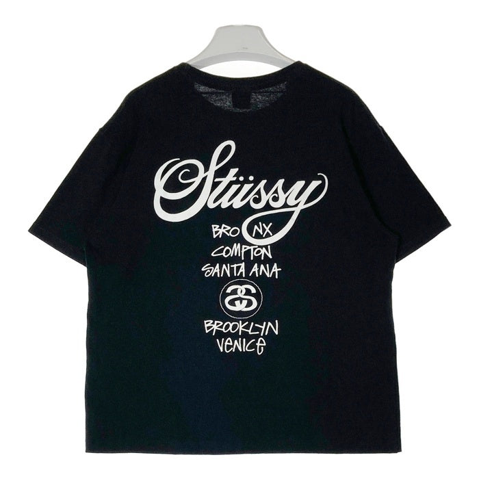 STUSSY ステューシー ワールドツアー 両面プリント Tシャツ ブラック sizeL 瑞穂店