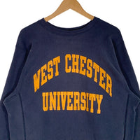 90's Champion チャンピオン WEST CHESTER UNIVERSITY リバースウィーブ カレッジ クルーネックスウェットトレーナー ネイビー 刺繡タグ Size L 福生店