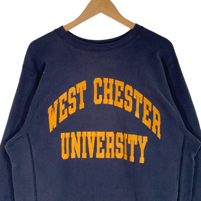 90's Champion チャンピオン WEST CHESTER UNIVERSITY リバースウィーブ カレッジ クルーネックスウェットトレーナー ネイビー 刺繡タグ Size L 福生店