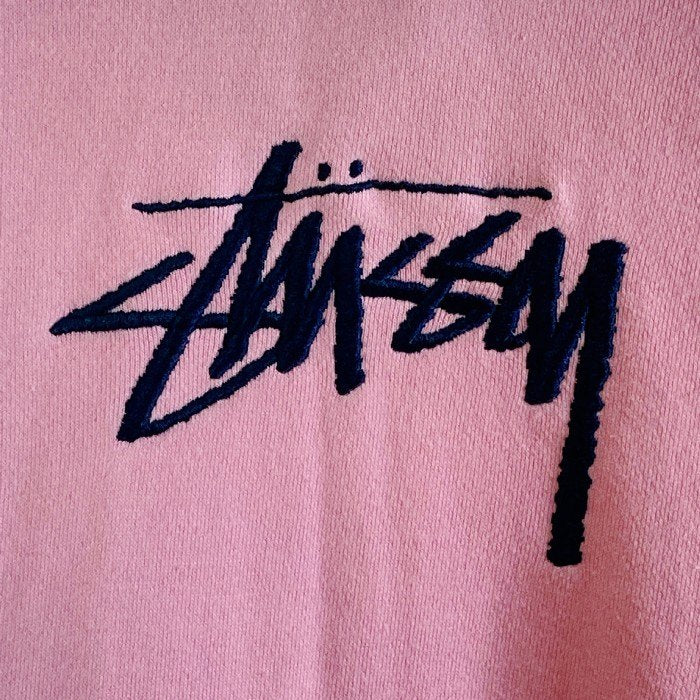 Stussy ステューシー ロゴ刺繍 パーカー ピンク sizeL 瑞穂店