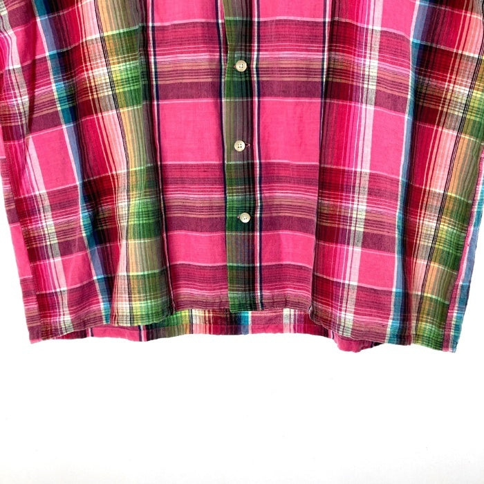 Polo Ralph Lauren ポロラルフローレン ANDY CAMP リネンコットン チェック 半袖 オープンカラーシャツ ピンク sizeXL 瑞穂店