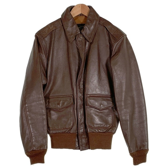 80's 90's AVIREX アヴィレックス EMAR ジップ Genuine Horsehide ホースハイド A-2 レザー フライト ジャケット ブラウン DRAWING NO. 30-1415, CONTRACT NO. 1978-01 USA製 Size 34 福生店