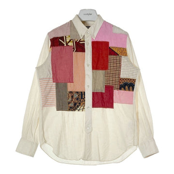 JUNYA WATANABE COMME des GARCONS MAN ジュンヤワタナベ コムデギャルソンマン WQ-B009 AD2015 リネン混 パッチワーク 長袖シャツ アイボリー sizeS 瑞穂店