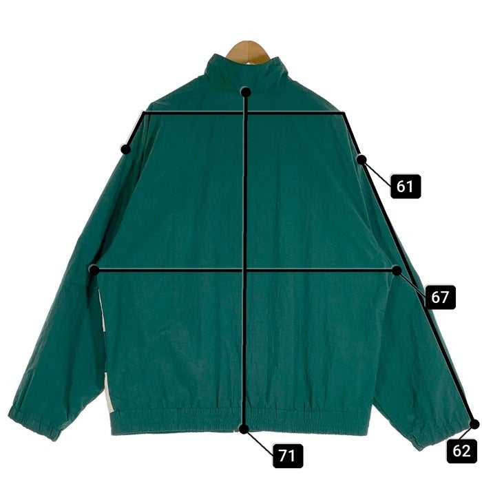 80-90’s adidas アディダス ナイロン ジップアップジャケット ボーダー グリーン ホワイト Size XL 福生店