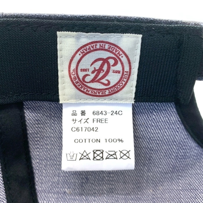 FULLCOUNT フルカウント 24AW F PATCH 6PANEL COATED DENIM BASEBALL CAP Fパッチ 6パネル デニム ベースボールキャップ ブラック 福生店
