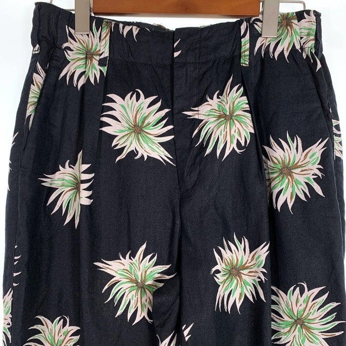 CALEE キャリー 21SS flower pattern linen tapered pants フラワーパターン リネンテーパードパンツ ブラック Size L 福生店
