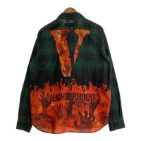 NEIGHBORHOOD ネイバーフッド 19SS VLONE ヴィーローン NHVL.LUMBERS/C-SHIRT LS ランバーチェックシャツ フレイムスカルプリント フランネル グリーン 191BEVLN-SHM01S Size L 福生店