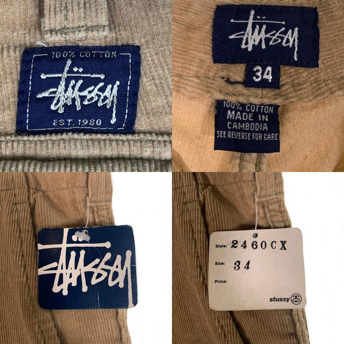 90's STUSSY ステューシー コーデュロイ ショートパンツ ベージュ 紺タグ カンボジア製 デッドストック Size 34 福生店