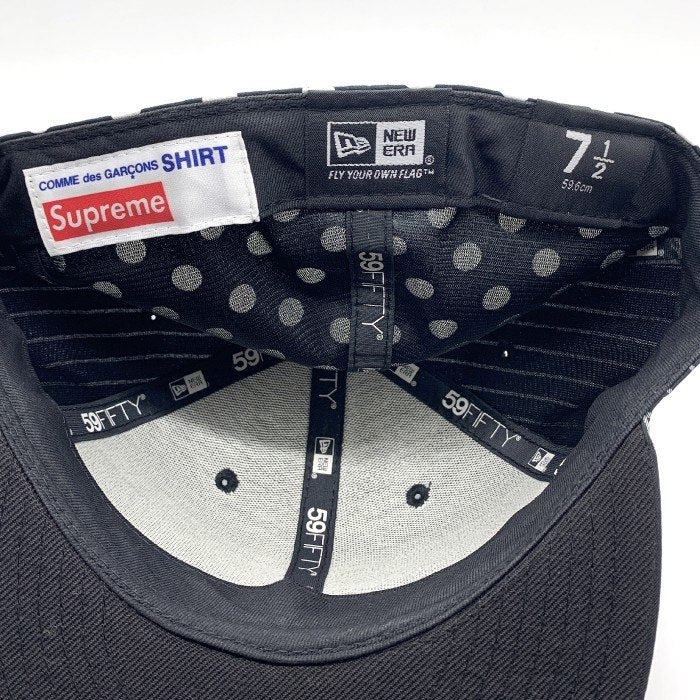 SUPREME シュプリーム 14SS COMME des GARCONS SHIRT コムデギャルソンシャツ New Era ニューエラ ボックスロゴ ストライプ ドット ブラック Size 7 1/2 (59.6cm) 福生店