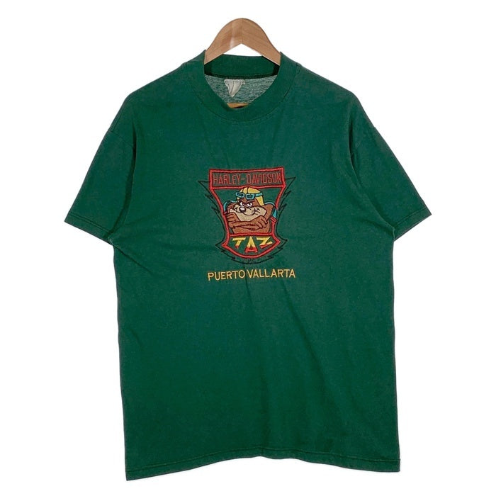 90's~ HARLEY-DAVIDSON ハーレーダビッドソン TAZ タズマニアンデビル 刺繡  Tシャツ グリーン Size L 相当 福生店