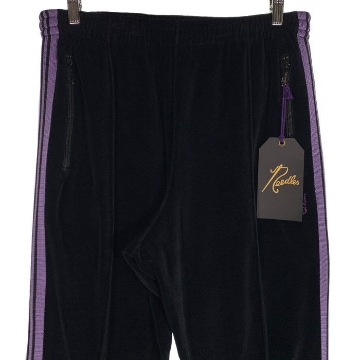 Needles ニードルズ Narrow Track Pant - C/PE Velour ナロートラックパンツ ベロア ブラック パープル KP227 Size M 福生店