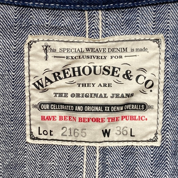 WAREHOUSE ウエアハウス Lot2165 INDIGO HERRINGBONE COVERALL WITH CHINSTRAP ヘリンボーンカバーオール ジャケット インディゴ Size 36 瑞穂店