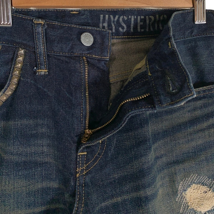 HYSTERIC GLAMOUR ヒステリックグラマー USED/ダメージ加工 スタッズ ストレートデニムパンツ インディゴ 02191AP20 Size 29 福生店
