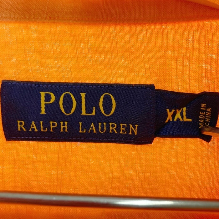 POLO RALPH LAUREN ポロラルフローレン リネンシルク 半袖 オープンカラーシャツ サーモンピンク sizeXXL 瑞穂店